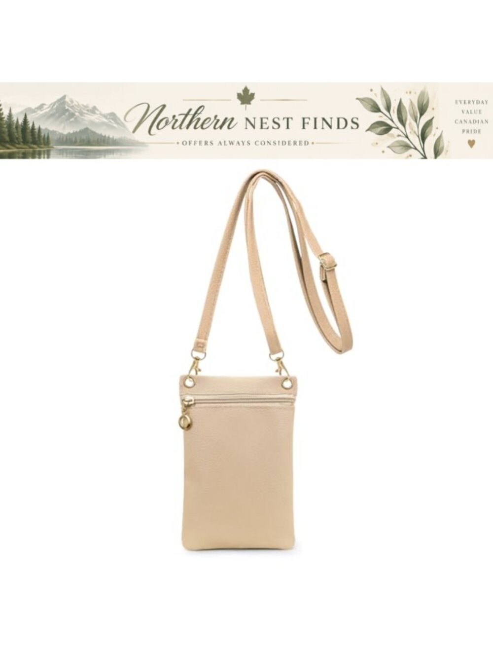 PU Leather Cell Phone Crossbody Purse Small Zipper Shoulder Bag for Women